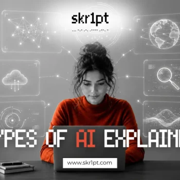Visual diagram showing the different types of AI — reactive, limited memory, generative AI, AI agents — explained with icons and labels