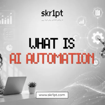 Visual diagram of AI automation workflow showing trigger, AI reasoning, and action steps across business functions