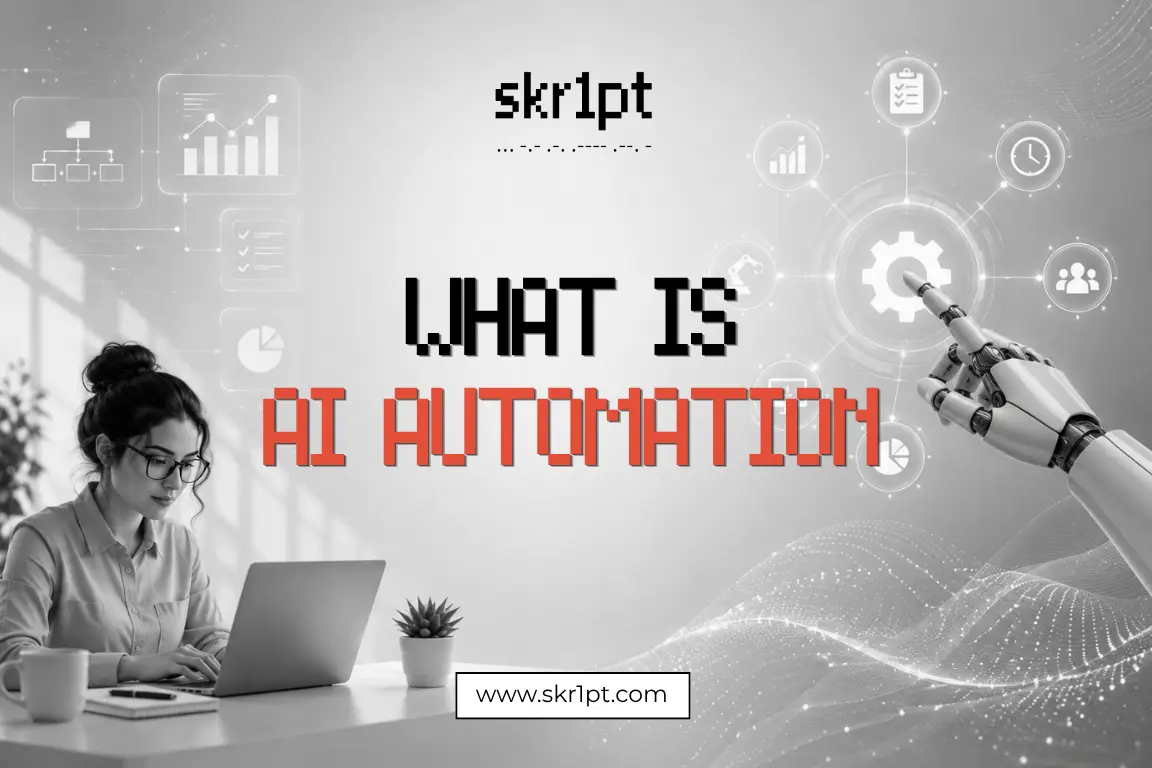 Visual diagram of AI automation workflow showing trigger, AI reasoning, and action steps across business functions