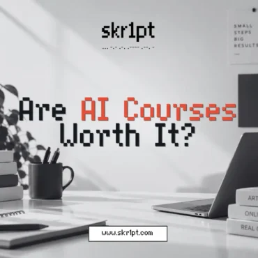 Professional in Pakistan reviewing AI course options on laptop, evaluating which AI courses are worth the investment